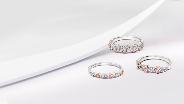 Pink Ring Stack Stacker rings with Australian Argyle pink diamonds | Pink Kimberley ...